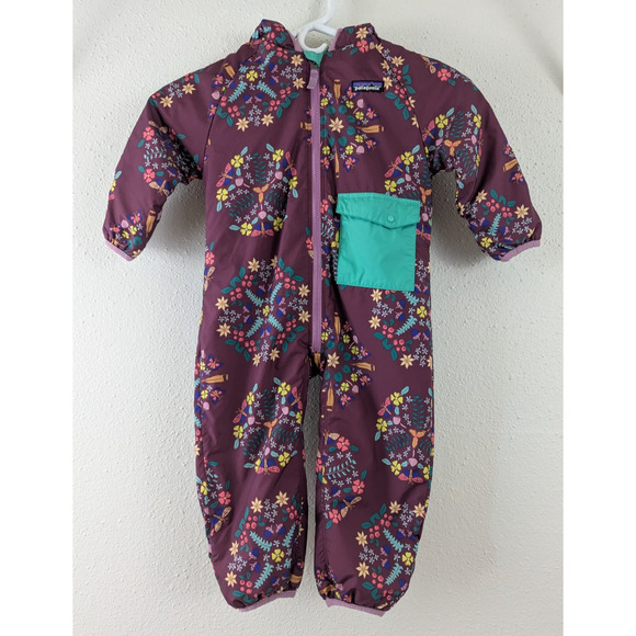 Patagonia 12-18m ? Reversible Puff Ball Bunting Snowsuit girls 4734 - Picture 1 of 10